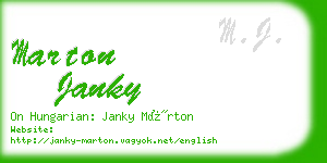 marton janky business card